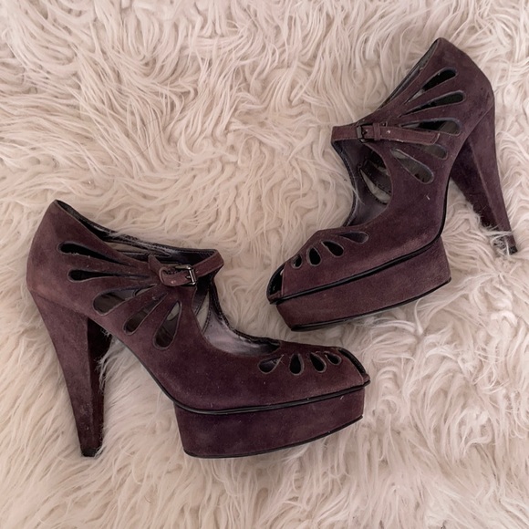 Nine West Plum platform Peek Toe Heels - Picture 3 of 16